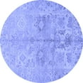 thumbnail image 1 of Ahgly Company Machine Washable Indoor Round Oriental Blue Traditional Area Rugs, 4' Round, 1 of 4