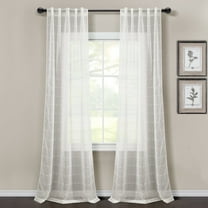 Lush Decor Farmhouse Textured Back Tab/Rod Pocket Sheer Window Curtain Panels White 38x84 Set