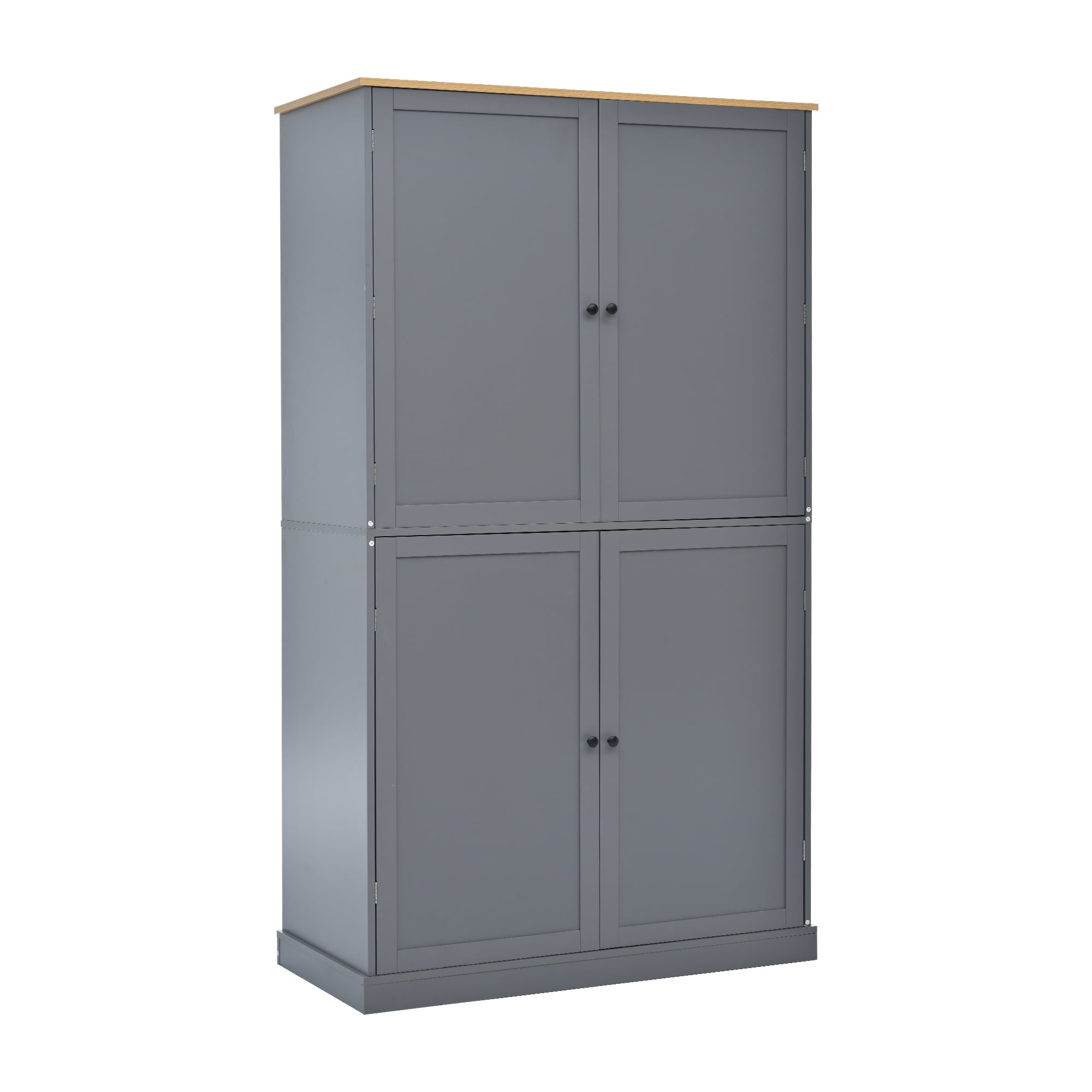 MAYEERTY 40.2" Farmhouse Freestanding Kitchen Pantry Cabinet – Large Storage Cupboard with Adjustable Shelves, Drawers & Door Shelves