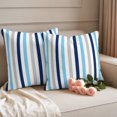 thumbnail image 6 of Outdoor Pillow Covers 20x20 Set of 2, Blue Grey Stripe Waterproof Patio Throw Pillow Covers for Couch Sofa Chair, Geometric White Vertical Striped Decorative Pillowcases for Throw Pillows, 6 of 9