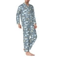 thumbnail image 2 of Haiem Blue Bathroom Pattern Men’s Long-sleeve Sleepwear,Sleepwear Set,2-piece Loungewear Set,Soft PJs Comfy Nightwear with Pockets-Medium, 2 of 7