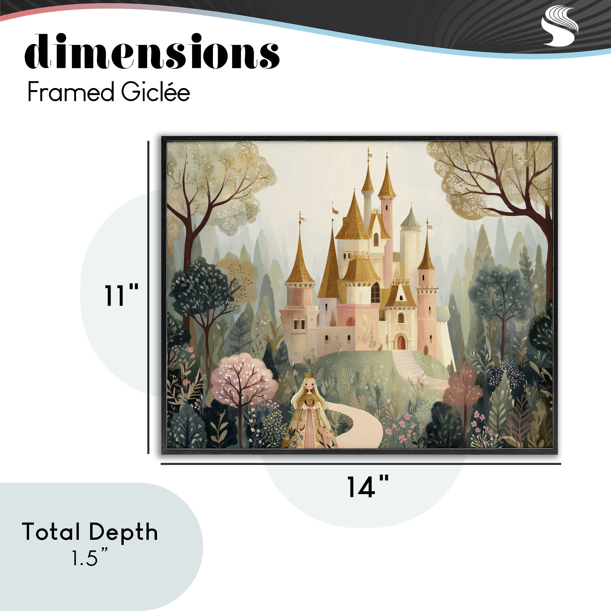 Stupell Industries Whimsical Castle Path Black Framed Giclee Art, design by Christine Simpson Art