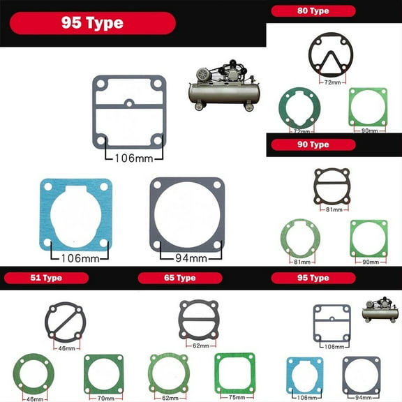 3Pcs/Set Air Compressor Cylinder Head Base Valve Plate Gaskets Washers 51/65/80/90/95 Type Pneumatic Parts 90 Type Fangkenuo