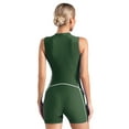thumbnail image 2 of Alvivi Women Sleeveless Zip Up One Piece Boyleg Swimsuits Surfing Rash Guard Wetsuits Dark Green S, 2 of 7