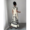 thumbnail image 2 of Apricot Women Slim-Fit Printed V-Neck Maxi Dress With Short Sleeves And Floral Embroidery, 2 of 7