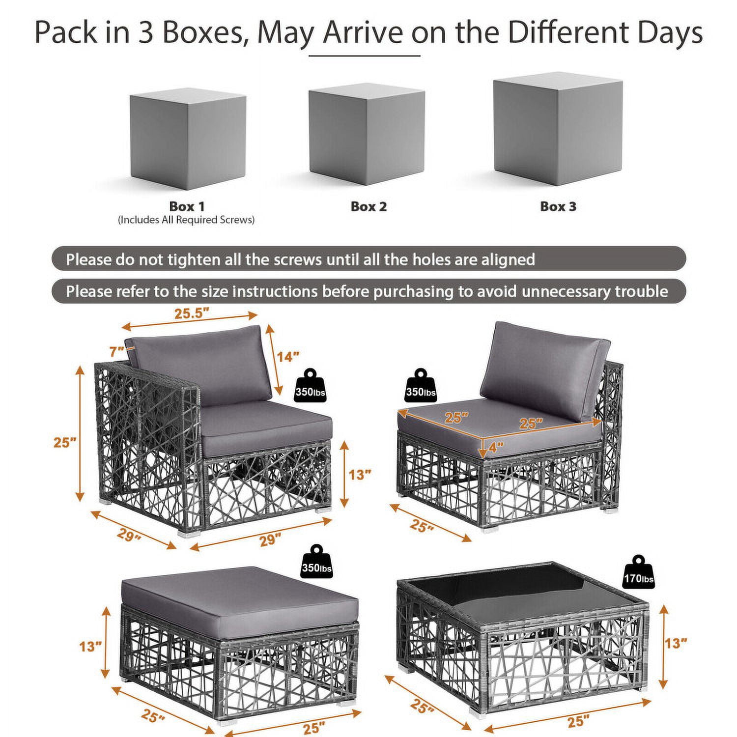 Aimee Lii 5 Pieces Patio PE Rattan Wicker Sofa Furniture Set, Outdoor Patio Set, Gray Aimee Lii 5 Pieces Patio PE Rattan Wicker Sofa Furniture Set, Outdoor Patio Set, Gray