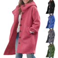 thumbnail image 6 of Tiqkatyck Trench Coat Womens Long Sleeve Casual Fleece Fuzzy Jacket Loose Fitting Warm Winter Outwear Fashion Lapel Jacket Coats Plus Size Tops Clearance Long Sleeve Tops Blue L, 6 of 6
