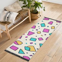 Yayeee Runner Rug for Bedroom 2'x6' Machine Washable Hallway Non Slip Mat, Beige Retro Pattern