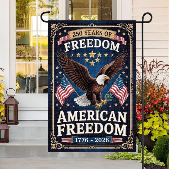 250th Anniversary Welcome Spring Summer Garden Flag 12 x 18 Inch Double Sided Burlap Outdoor Decor