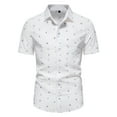 thumbnail image 2 of ALLLIST Men's Shirts with Pockets Short Sleeve Collared Big And Tall Button Down Shirts Casual White Geometric Clothes for Men, 2 of 9