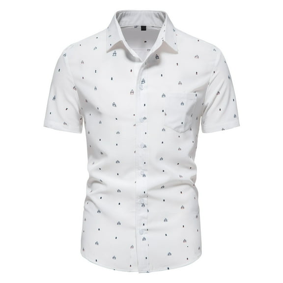 IROINNID Men's Summer Fashion Print Casual Business Short Sleeve Shirt