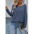 thumbnail image 4 of Women's Real Teal Pointelle Knit Boat Neck Drop Shoulder Sweater, 4 of 6