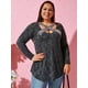 thumbnail image 2 of Talla grande Space Space Space Dye de manga larga camiseta Rosegal  Mangas largas de talla grande, 2 of 5