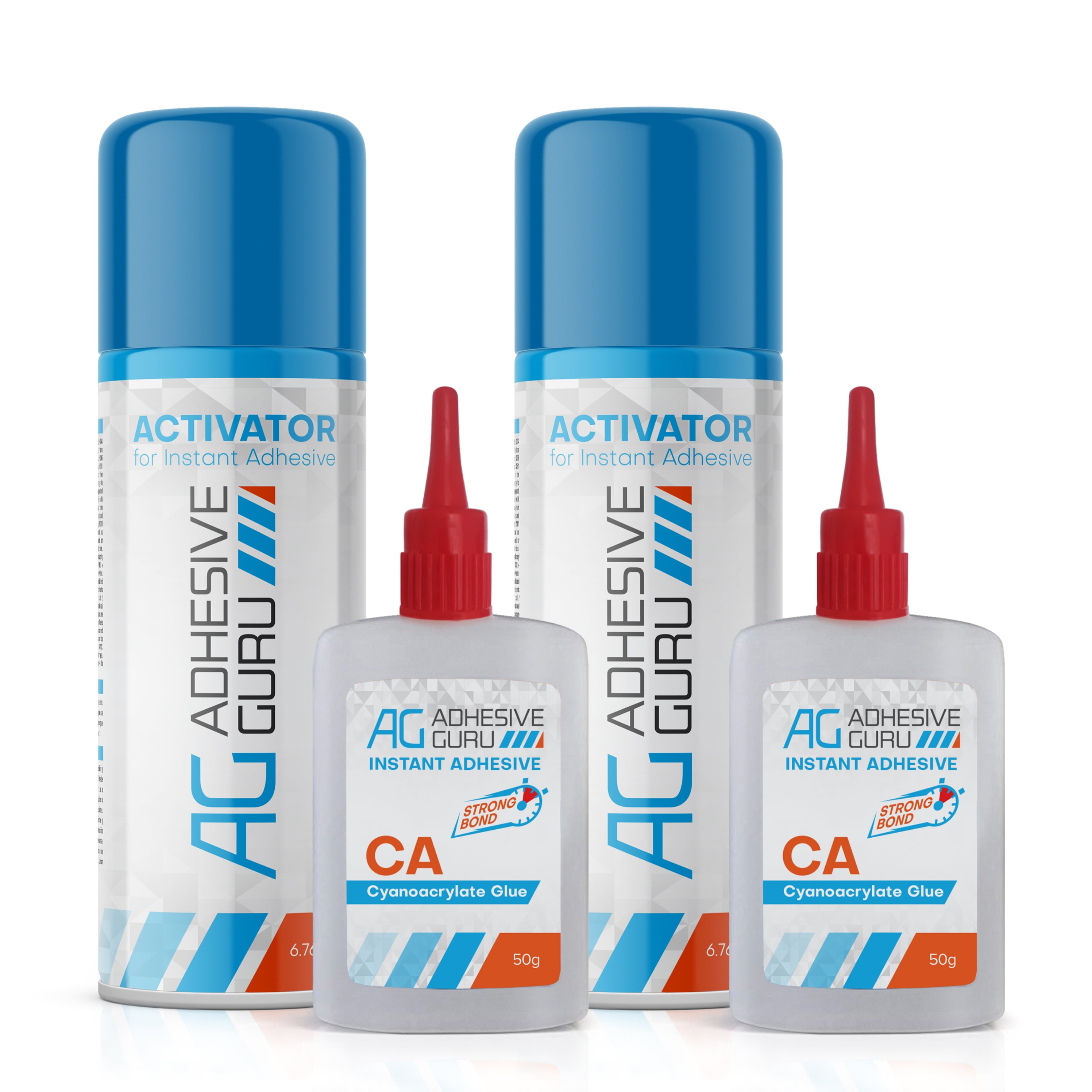 Adhesive Guru CA Glue with Activator Woodworking (2 x 1.7 oz - 2 x 6.76 fl oz) Ca Glue Kit (2 Pack)