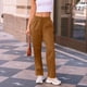 thumbnail image 3 of Amzcrzy Pantalones Mujer Deportivos Casuales Color Liso Cintura Alta Cordón Ajustable Pierna Ancha Recta Holgados Con Bolsillos Tallas S-2XL Marrón, 3 of 7