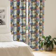 thumbnail image 2 of Ambesonne Retro Curtains, Vintage Travel Plate, Pair of 28"x63", Green Blue Yellow, 2 of 5