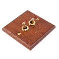 thumbnail image 4 of 2X 86 Type Solid Wood Panel Switch Wall Light Retro Brass Toggle Switch Wood Grain Electrical Switch Socket 2- Switch, 4 of 5