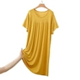 thumbnail image 4 of cfhntfmh Women's Modal Summer Nightgown Short Sleeve Round Neck Sleepshirt Loose Comfy Sleepwear Mid Sleep Dress, 4 of 6