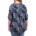 thumbnail image 3 of Tops de mujer Camisas de manga 3/4 con vuelta Blusas de cuello en V de talla grande Blusas tipo túnica, 3 of 4