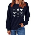 thumbnail image 4 of ibuvkizy Womens Sweatshirts Valentines Day!Women's Round Neck Lover's Love Print Sweatshirt Long Sleeved Pullover Top/shirt Navy,L, 4 of 7