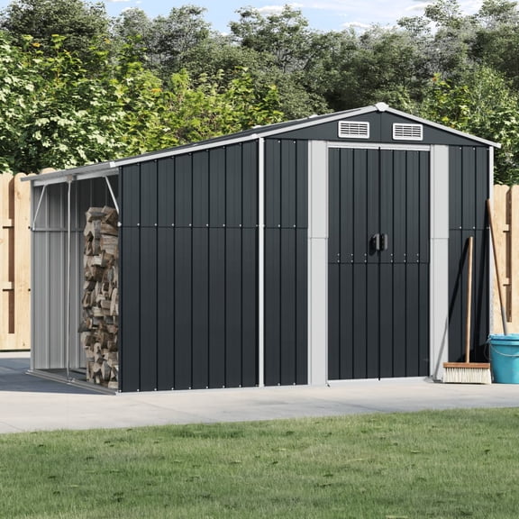vidaXL Garden Shed Anthracite Galvanized steel, Polypropylene Large