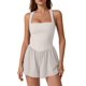 thumbnail image 1 of Romper QINSEN para mujer, cuello cuadrado, sin mangas, color beige, talla S, 1 of 6