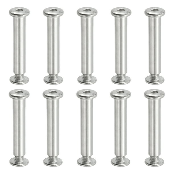 Uxcell Tornillos Hexagonales de Chicago, Puntos de Unión, Tornillos de Conexión, Tuercas para Reparación de Álbumes de Cuero, Cinturones, M6 x 40 mm 10