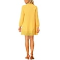 thumbnail image 3 of INSPIRE CHIC Women's Boho Dresses Lace Button Front Mini Shirt Dress Yellow S, 3 of 5