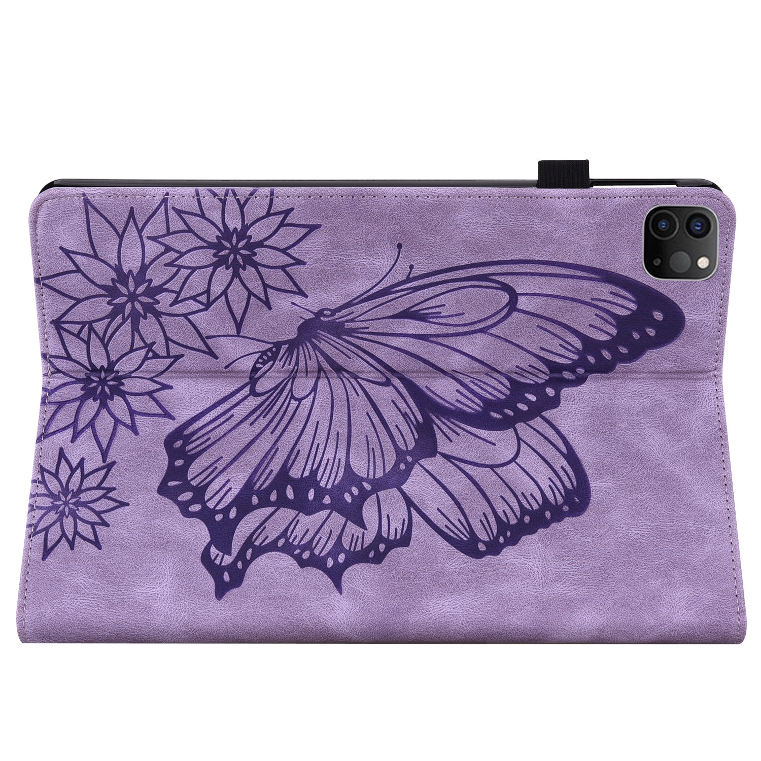 Allytechgroup iPad Pro 13 Case Cover, Stylish Big Butterfly Design PU Leather Smart Cover Auto Sleep Wake Pencil Holder Flip Stand Shockproof Bumper Case for Apple iPad Pro 13" 2024 M4, Purple