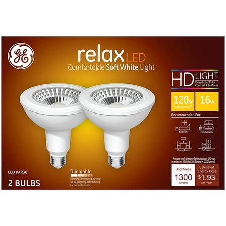

GE 43076 relax LED Par38 120 watt equivalent Comfortable Warm White Dimmable 1300 lumens