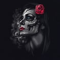 thumbnail image 3 of Tee Hunt Day of the Dead Girl Women's T-Shirt Skull Face Dia de Los Muertos Roses Shirt, Pink, Large, 3 of 5