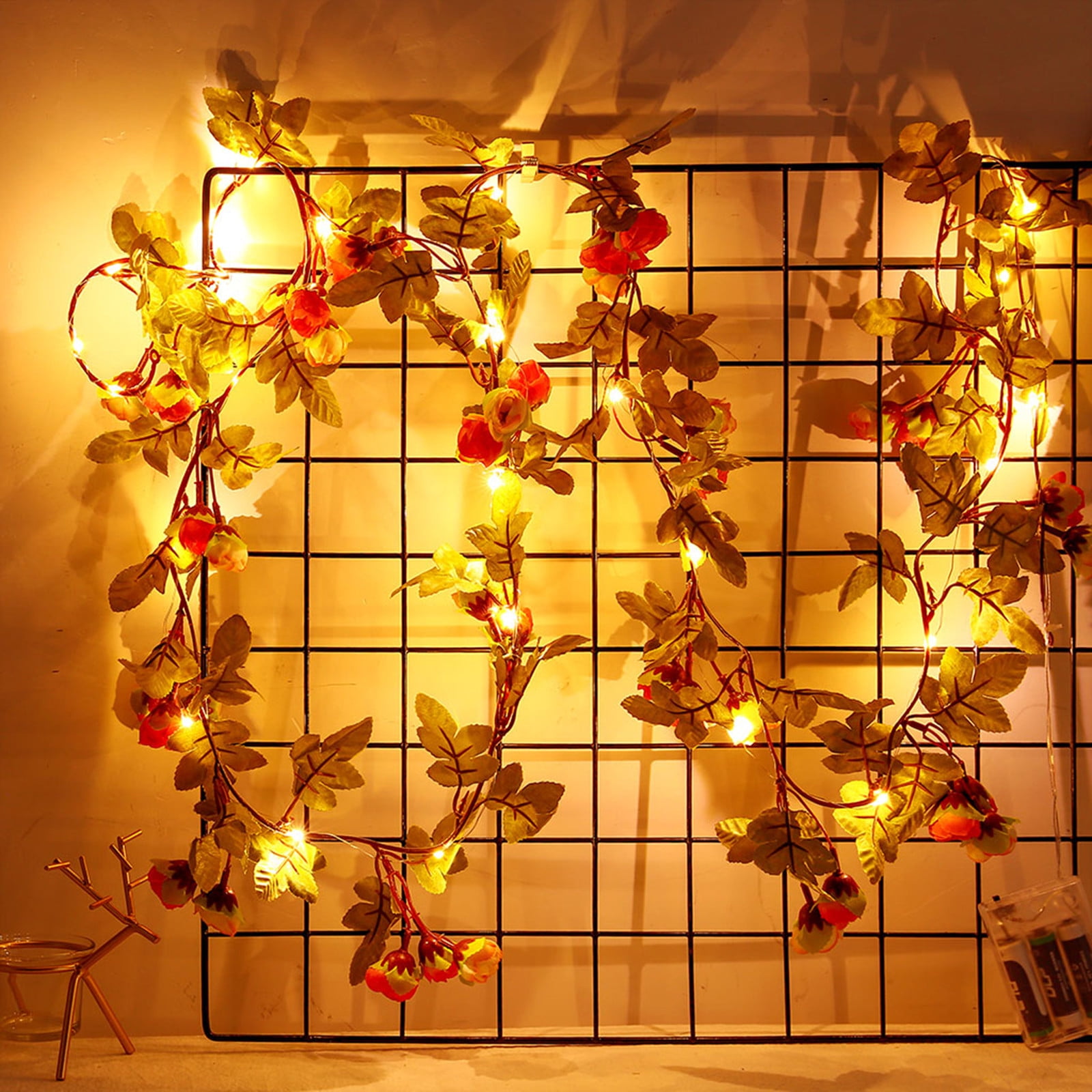Huachen 30LED 7.2ft Artificial Flower Rose Vine String Lights, Battery