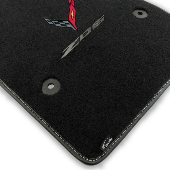 Lloyd Mats LogoMat Custom-Fit 2PC Carpet Floor Mats for 2023-2026 Chevrolet C8 Corvette (No E-RAY), Charcoal