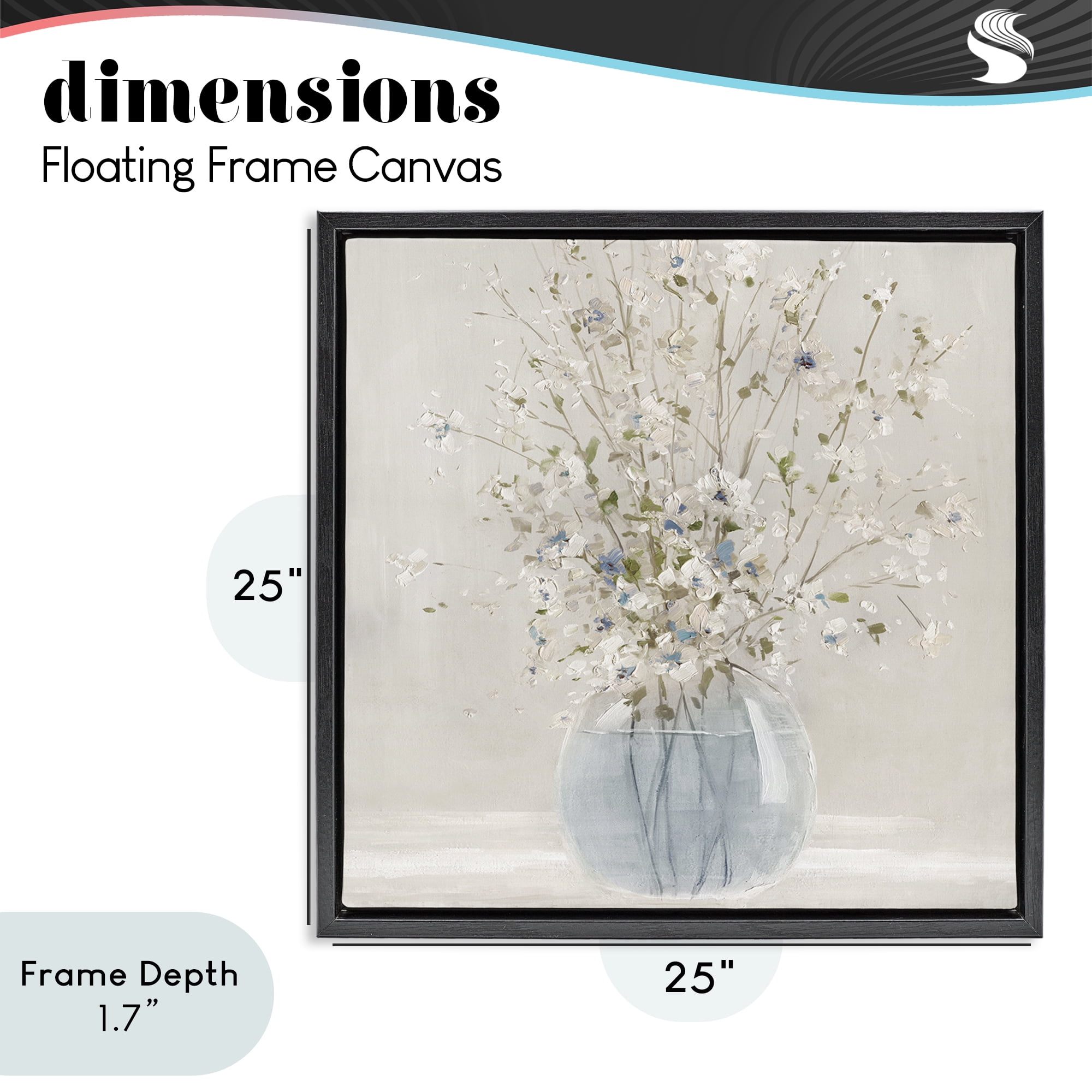 Stupell Industries Serene Glass Vase Bouquet Black Framed Floater Canvas Wall Art, design by Carol Robinson
