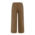 thumbnail image 4 of Kopltyrfg Women Linen Pants 2024 Summer Trendy Casual Loose High Waist Wide Leg Pants Vacation Lounge Pants with Pocket Brown S, 4 of 6