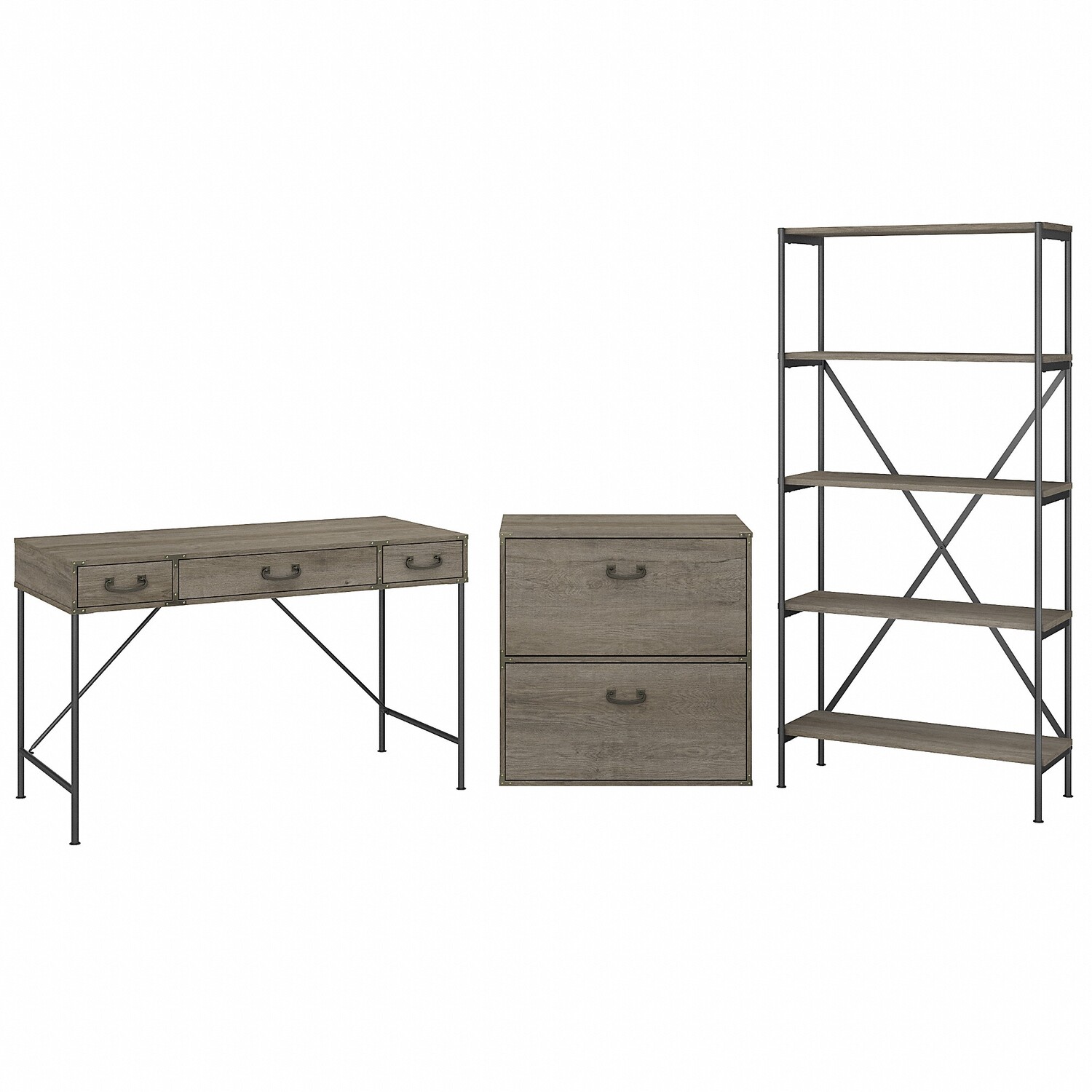 Kathy Ireland by Bush Furniture Ironworks 48W Writing Desk with Lateral