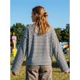 thumbnail image 4 of Women's Oversized Striped Long Sleeve Shirt Crewneck Tops Drop Shoulder Y2K Fall Clothes, 4 of 9