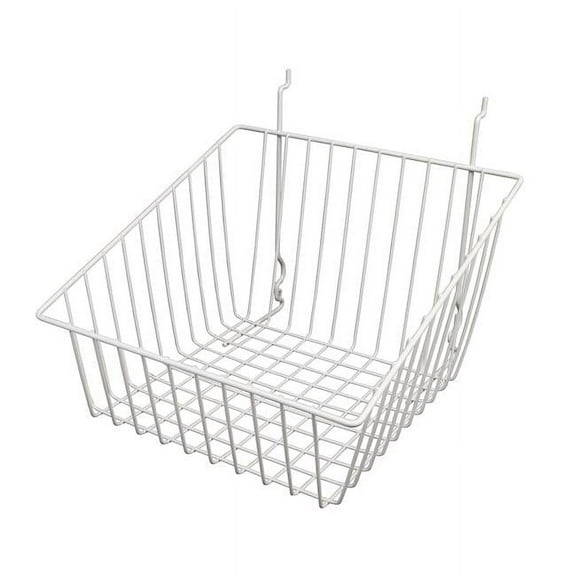 Econoco BSK14-W 12 x 12 x 8 in. Sloped Front Basket White - Semigloss Pack of 6