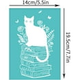 thumbnail image 3 of 2Pcs 5.5x7.7 Inch Cat Self-Adhesive Silk Screen Printing Stencil Cat on Book Silk Screen Stencil Flower Cat Reusable Mesh Stencils, 3 of 9