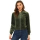 thumbnail image 2 of Chaqueta bomber Allegra K acolchada con diamantes y superficie de terciopelo con cremallera para mujer con bolsillos Verde L, 2 of 5