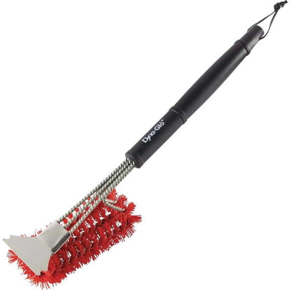 Dyna Glo 18 In. Nylon Bristles Wired Grill Cleaning Brush with Scraper DG18GBN