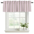 thumbnail image 2 of Pink Stripes 2 Panels Kitchen Valance, Brown White Dusty Rose Lines Sweet Modern Curtains Valances for Small Windows Rod Pocket Window Treatments for Living Room Bedroom 42" W x 12" L, 2 of 9