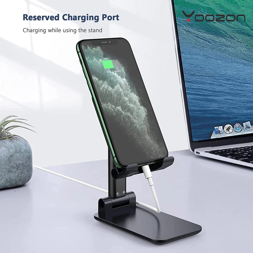 Cell Phone Stand For Desk - Fully Foldable & Height Adjustable Cellphone Stand H