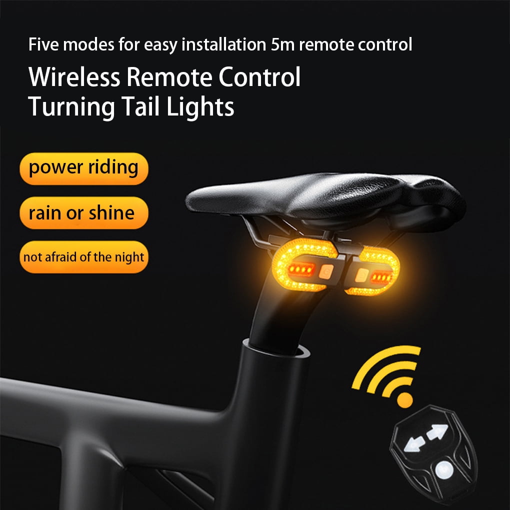 Bright Bike Light Turn Remote Control Indicator Adjustable 600mAh Bike Light Detachable Taillight Lighting Rear Lamp with Horn Outdoor