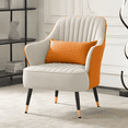 thumbnail image 6 of MoNiBloom Accent Chair with Pillow, Leathaire Upholstered Arm Chair Reading Chair, Modern Single Sofa Chair for Bedroom, Living Room, Orange, 6 of 11
