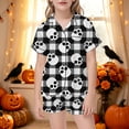 thumbnail image 2 of Kids Halloween Pajamas Size 1-2 Years Girls Halloween Homewear Short Sleeve Notch Collar Top with Shorts Boys Pjs White, 2 of 5