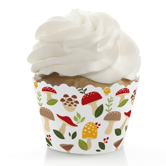 Big Dot of Happiness Wild Mushrooms - Red Toadstool Party Decorations - Party Cupcake Wrappers - Set of 12