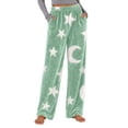 thumbnail image 2 of Zormilly Pajama Pants Women Fleece Elastic High Waisted Wide Leg Lounge Pants with Pockets Warm Plush Fuzzy Pajama Bottoms, S-3XL, 2 of 9