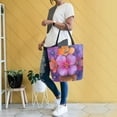 thumbnail image 4 of FORMRS Womens Canvas Tote Bag with Zipper Inner Pocket Shoulder Handbag, Large Purple Flowers, 4 of 7