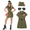Green, variant on Womens Pilot Aviator Costume Ladies 80s Army RAF Fancy Dress Halloween Green XL
